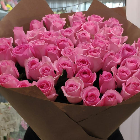 Vibrant Pink Roses - Wrapped or Vase Arrangements
