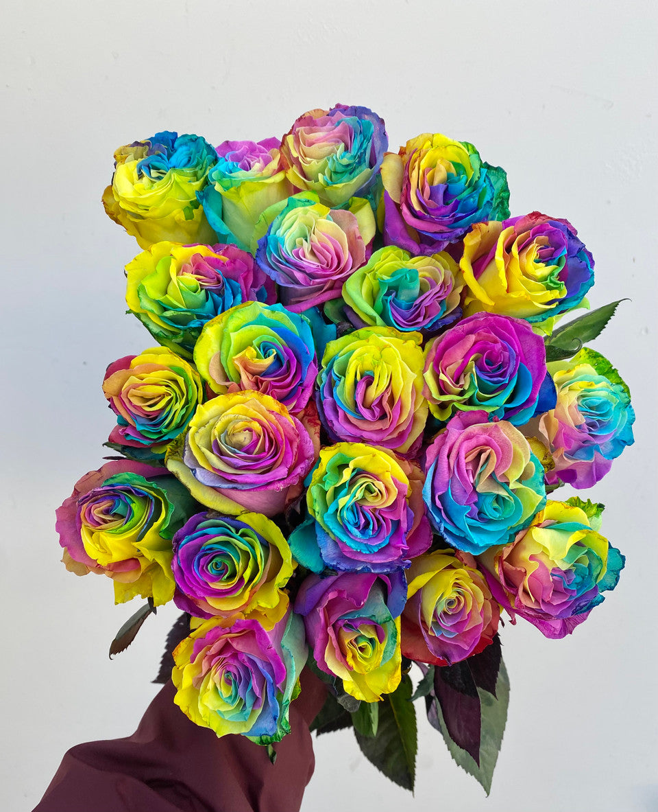 Tie Dyed Rainbow Roses - Wrapped or Vase Arrangements