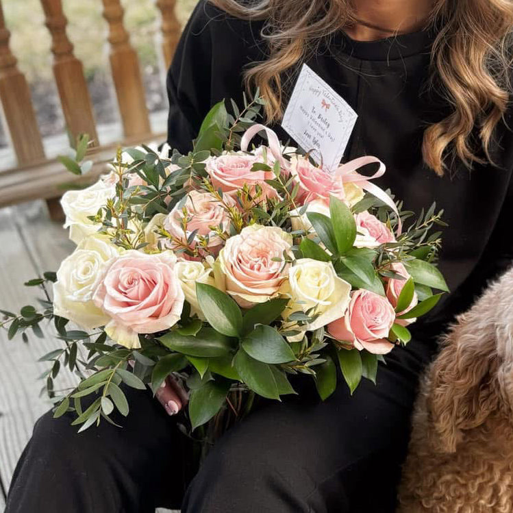 Soft Pink and White Roses - Wrapped or Vase Arrangements