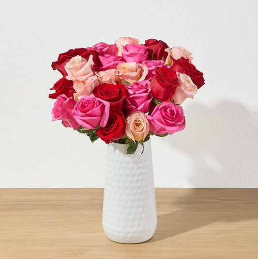 Pink and Red Roses - Wrapped or Vase Arrangements