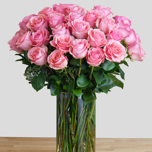 Vibrant Pink Roses  - Wrapped or Vase Arrangements