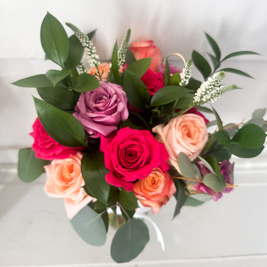 Bright Sorbet Roses  - Wrapped or Vase Arrangements