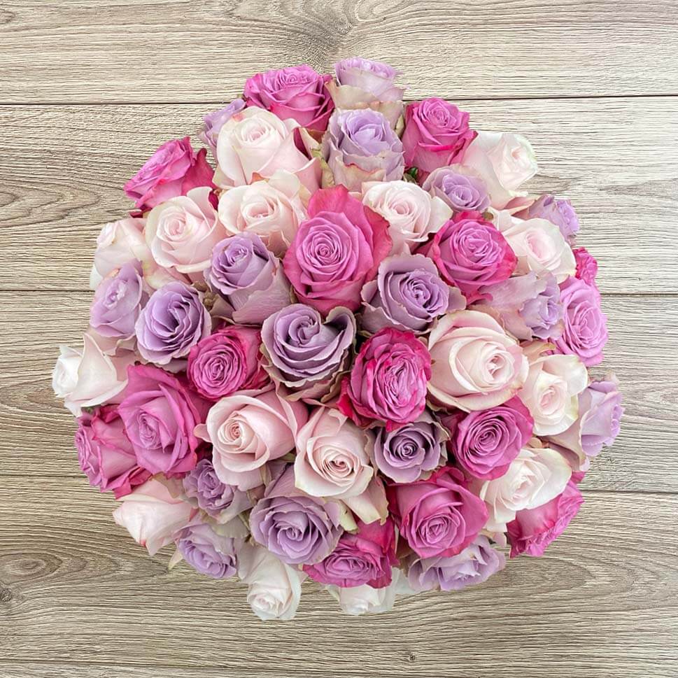 Purple and Pink Roses  - Wrapped or Vase Arrangements
