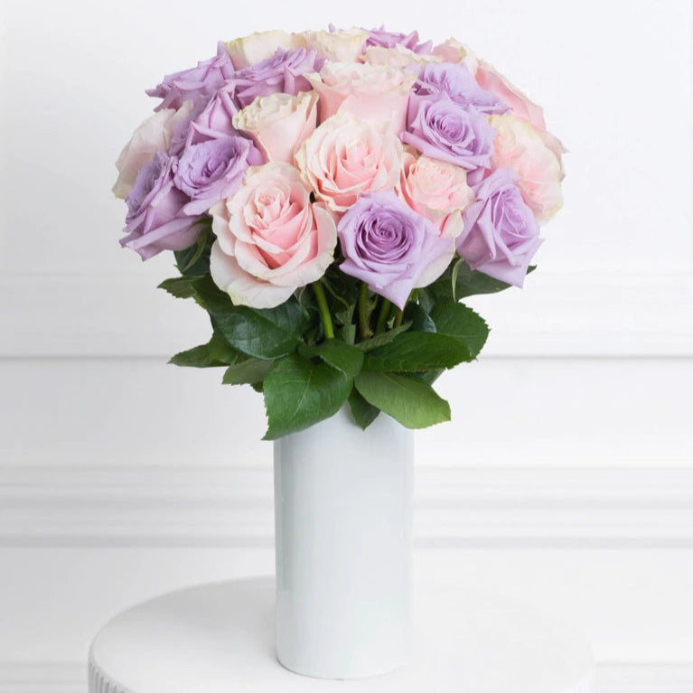 Purple and Pink Roses  - Wrapped or Vase Arrangements