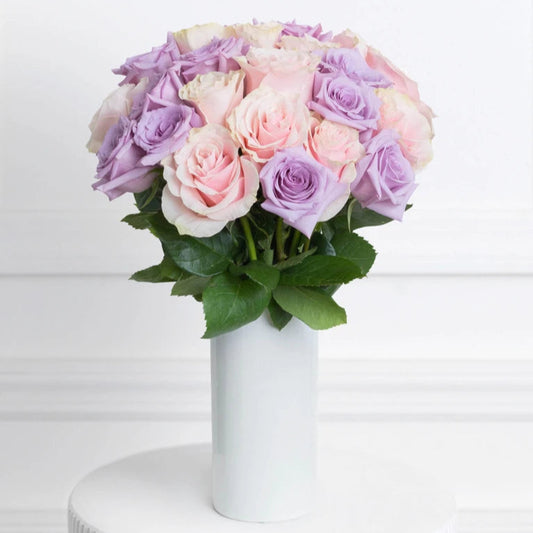 Purple and Pink Roses  - Wrapped or Vase Arrangements